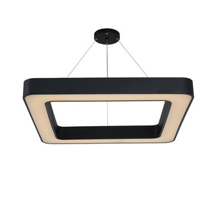 Modern Rectangle <b>LED</b> Pendant <b>Light</b> Gold Stainless Steel High Brightness Dimmable Living <b>Room</b> Chandelier 3500K Daylight Ra90 8000 - Product Image 2