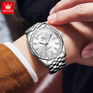 OLEVS 9802 Oem özel logo lüks altın paslanmaz çelik iş adam için su geçirmez moda otomatik mekanik izle - Product Image 2