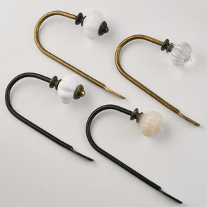 U-Shaped <b>Curtain</b> <b>Hook</b> Metal Wrought Iron Minimalist Design Easy Installation For <b>Curtain</b> <b>Wall</b> Coat <b>Hook</b> Black Antique Bronze - Product Image 2