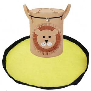 Tappetino da gioco grande e cestini portaoggetti per giocattoli cestino pieghevole in tela borsa portaoggetti rapida per giocattoli da esterno per bambini - Product Image 1
