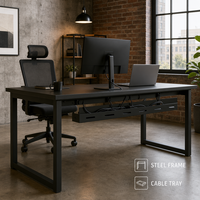 Bureau de travail ergonomique avec support pour écran et tiroirs
