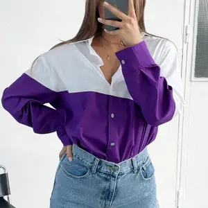 Wholesale Spring Women Long, Sleeve Offical Ladys Blouse Stain V-Neck Solid Autumn Korea Retro Elegant Design Shirt/