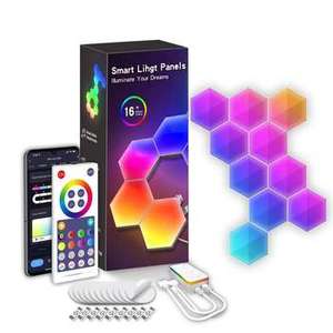 ไฟ LED ควอนตัมรูปหกเหลี่ยมแบบเชื่อมต่อ WiFi ควบคุมด้วยเสียง แสง RGB สร้างบรรยากาศ สำหรับห้องเล่นเกม ตกแต่งผนังบ้าน DIY - Product Image 6