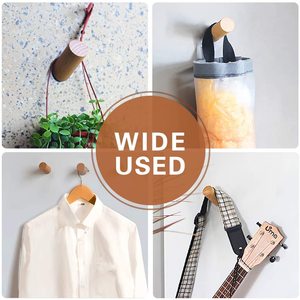 Ganchos de pared de madera, colgador rústico de alta resistencia para bata, perchero para sombreros, colgador de toallas de baño - Product Image 2
