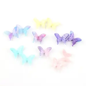 3D Acrylic Butterfly Gradient Color Resin Charms for Earrings Accessories Ornament Craft