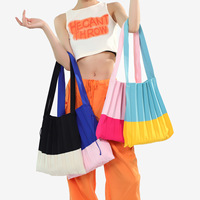 DICHOS Einkaufstasche mit Plissee-Design im Ins-Stil, faltbar, (kollidierende Farben), Handtasche mit einer Schulter
