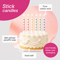 Lilin Ulang Tahun Grosir Lilin Panjang Berwarna Lilin Pelangi Polka Dot untuk Dekorasi Kue Perlengkapan Pesta Anak