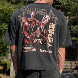 T-shirt Oversize con Stampa <span class=keywords><strong>Anime</strong></span>, Collo Tondo, Vestibilità Ampia, in Cotone, Manica Corta, per Jogging e Palestra - Product Image 1