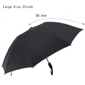 Vente en gros <span class=keywords><strong>Parapluie</strong></span> personnalisé de 23 pouces à 10 côtes entièrement automatique 3 plis de luxe <span class=keywords><strong>inversé</strong></span> design couleur unie passepoil réfléchissant - Product Image 4