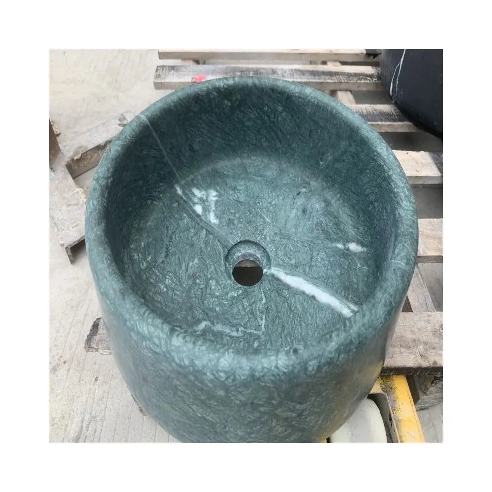 Üretici toptan benzersiz hint yeşil kare mermer taş havzası banyo