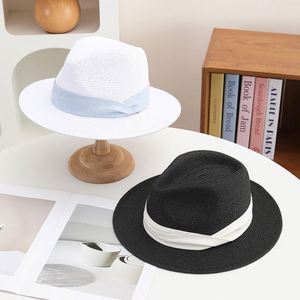 Sombrero de Paja para Mujer, Protección Solar, Estilo Pescador, para Playa, Vacaciones, Fedora - Product Image 3