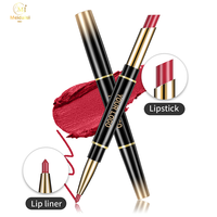 Cosmétiques vente en gros 14 couleurs nouveau design crème rouge à lèvres rouge à lèvres imperméable longue durée baume à lèvres 2 en 1 rouge à lèvres & crayon à lèvres