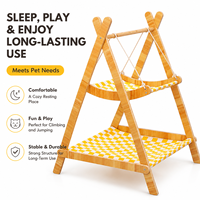 Hamac pour chat en bois personnalisé, lit pour chat à double couche avec tissu respirant, fournisseur de meubles pour animaux de compagnie OEM ODM