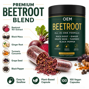 Cápsulas de Remolacha OEM 6 <span class=keywords><strong>en</strong></span> 1 con Raíz de Maca, <span class=keywords><strong>Jengibre</strong></span>, Cúrcuma, Semilla de Uva, Pimienta Negra, Suplemento Vegano para Energía Cardíaca y Apoyo Inmunológico - Product Image 3