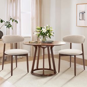 Ensemble de 4 chaises de salle à manger modernes en <span class=keywords><strong>bois</strong></span>, ergonomiques, rembourrées en tissu, pieds effilés, repose-pieds, <span class=keywords><strong>beige</strong></span>, meubles de maison - Product Image 3