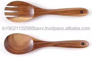 Juego de cuchara de madera con patrón redondo para servir ensaladas, utensilios de cocina ecológicos para el hogar, hotel o restaurante para bodas - Product Image 3