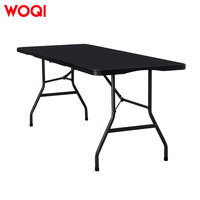 Table pliante rectangulaire moderne WOQI avec poignée intégrée, pieds en acier, robuste, pliable, portable pour les fêtes, les dîners, l'intérieur/l'extérieur