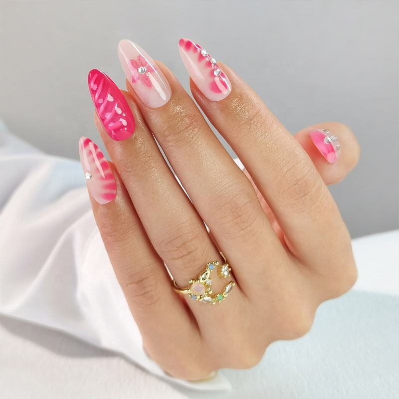 Custom Luxury Press on Nails Wholesale Artificial False Fake Nails High Quality French Tip Soft Gels Press on Nails