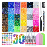 Strass pour Nail Art, 30 compartiments, couleurs mélangées, en résine AB, à fond plat, effet gelée, pour DIY, vêtements, ongles, téléphones portables et usage domestique