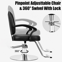 Fauteuil de barbier au design contemporain en cuir PU noir personnalisé avec base métallique relevable pour salon de coiffure et barbier