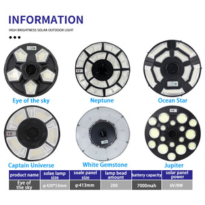 Güneş Enerjili Entegre LED IP65 UFO Şeklinde Yuvarlak Gökyüzü Gözü Bahçe Sokak Lambası - Product Image 2