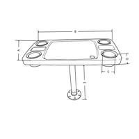 Table de bateau carrée marron avec porte-gobelets intégrés Piédestal marin et emballage de verrouillage-Matière plastique durable