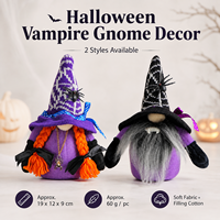 Poupée en peluche Gnome vampire sans visage pour Halloween, décoration de table Gnome sorcière, ornement chapeau araignée pour la décoration de fête à domicile