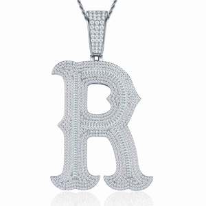 Collier Pendentif Lettre <span class=keywords><strong>M</strong></span> en Moissanite VVS, Argent 925 Plaqué Platine, Bijoux Hip Hop Personnalisés avec Nom, Vente en Gros Usine - Product Image 6