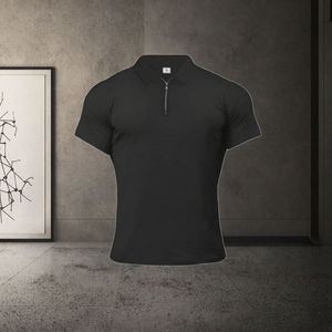 เสื้อคอตตอนคอเต่าสำหรับผู้ชายเสื้อคอเต่าแขนสั้นเข้ารูปปกติระบายอากาศได้ดีดีไซน์ใหม่180กรัม - Product Image 3