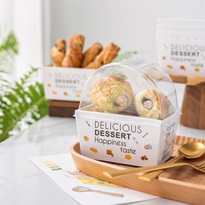 Creativo unico Design carino commestibile oleato uovo goccia francese Toast scatola di carta con coperchio ad arco per Sandwich Crepe <span class=keywords><strong>Popcorn</strong></span> - Product Image 2