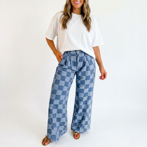 Gran oferta, pantalones informales de pierna ancha para mujer, pantalones informales de pierna ancha recta, pantalones de Hip Hop de Color personalizado - Product Image 1