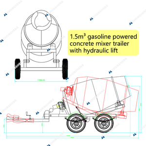 Máy trộn bê tông mini Xe trộn xi măng Xăng 1.5cbm cho công trường xây dựng - Product Image 2