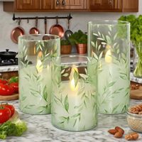 Bougies vertes sans flamme avec télécommande, design feuille de saule, fonctionnant sur piles – Décoration écologique pour la maison pour Noël et Diwali
