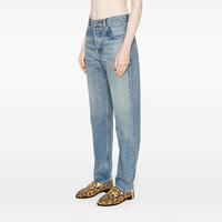 Jeans Boyfriend Classique à Taille Moyenne Respirant avec Logo Personnalisé, Vêtements de Rue Sexy pour Femmes, Denim 100% Coton pour Femmes