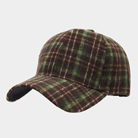 Casquette de baseball vintage à carreaux pour l'automne et l'hiver, unisexe, décontractée, chaude, style confortable pour hommes et femmes, tendance