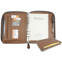 Modernqiu porte-documents en cuir A5 avec logo personnalisé avec 6 classeur à anneaux Agenda planificateur fermeture éclair dossier pour bureau