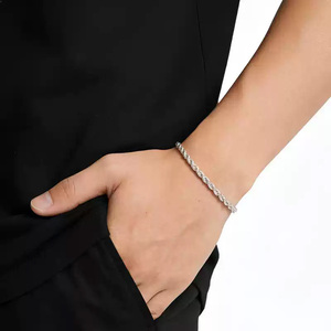 <span class=keywords><strong>Bracciale</strong></span> a corda intrecciata in argento <span class=keywords><strong>925</strong></span> - <span class=keywords><strong>Bracciale</strong></span> in argento da <span class=keywords><strong>uomo</strong></span> o da donna - Stile classico - Placcato oro e rodio - Product Image 6