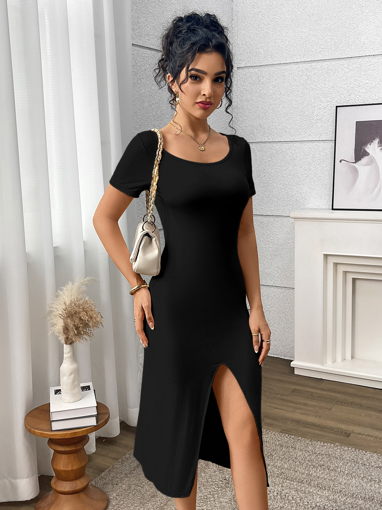 Tummy-Control Seamless Shapewear Dress (F388): waistband, closure and adjustment-point detail