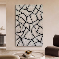 Peinture sur toile suspendue de style italien moderne de luxe, abstraite, noire et beige, décoration murale encadrée en métal