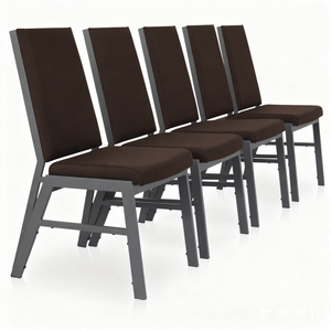 Chaise de conférence robuste à structure en fer empilable avec éponge haute densité pour salle de réunion, chaise de banquet - Product Image 1