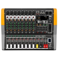 Console de mixage audio amplifiée puissante 2x600W 8 canaux 1200W avec enregistreur USB MP3 pour scène d'église et spectacles en direct