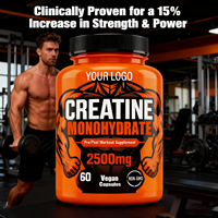 OEM/ODM Capsules de supplément de créatine monohydrate 100% pure personnalisables 2500mg favorisant la croissance musculaire et l'énergie, sans gluten