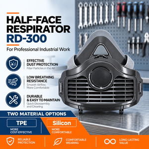 Demi-masque respiratoire de sécurité réutilisable en silicone avec cartouche unique pour la protection contre les gaz et la poussière, vente en gros OEM - Product Image 2