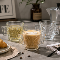 Mug à jus en verre borosilicate de 8 oz, design personnalisé créatif, tasse à café glacé transparente avec motif visage, vaisselle pour café, maison, cadeau