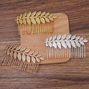 5.5cm * 9cm Feuilles Peignes De Cheveux De Mariée Clips Peignes Latéraux En Métal Avec Feuillage Femmes Feuilles Épingles À Cheveux DIY Coiffes De <span class=keywords><strong>Mariage</strong></span> - Product Image 1