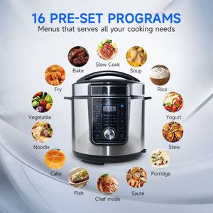 Cuisinière électrique multifonction 16-en-1 avec panneau de commande numérique, 5,1-6,0 L, en acier inoxydable, écran LED, pour hôtel et usage domestique - Product Image 4
