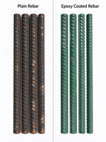 Barres d'armature déformées revêtues d'époxy HRB400 HRB500, barres d'armature anti-corrosion de 12 m pour la construction de ponts