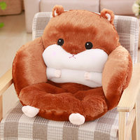 Coussin de siège moderne minimaliste en forme de hamster en peluche semi-fermé avec semelle antidérapante pour canapé, usage domestique ou bureau - Soutien lombaire long