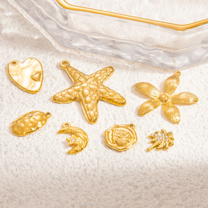 จี้สแตนเลสทรงต่างๆ ชุบทอง 18k สำหรับทำสร้อยคอ อุปกรณ์ทำเครื่องประดับ DIY - Product Image 1