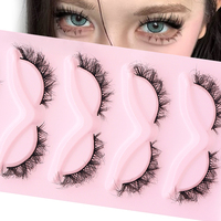 5 paires de faux cils épais faits à la main, effet 3D, effet œil de chat, en faux vison, bande complète, doux, volume naturel, réutilisables